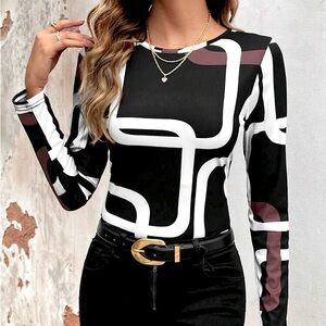 NWT, Lavishly Paris GeoDecco Multi Colored Blouse.